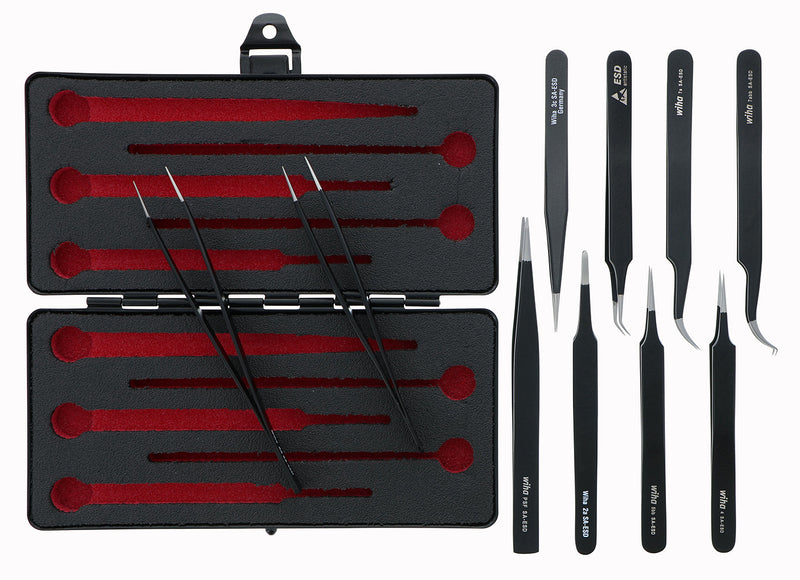 WIHA TOOLS 10 Piece Esd Safe Tweezers Set - WIH-44593 | GarageAndFab.com