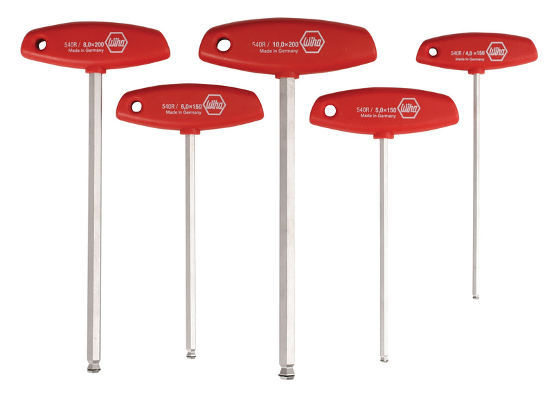 WIHA TOOLS 5 Piece Magicring Ball End T-Handle Set - Metricric - WIH-54090 | GarageAndFab.com