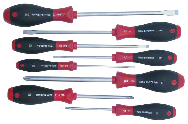 WIHA TOOLS 8 Piece Softfinish Slotted And Phillips Screwdriver Set - WIH-30298 | GarageAndFab.com