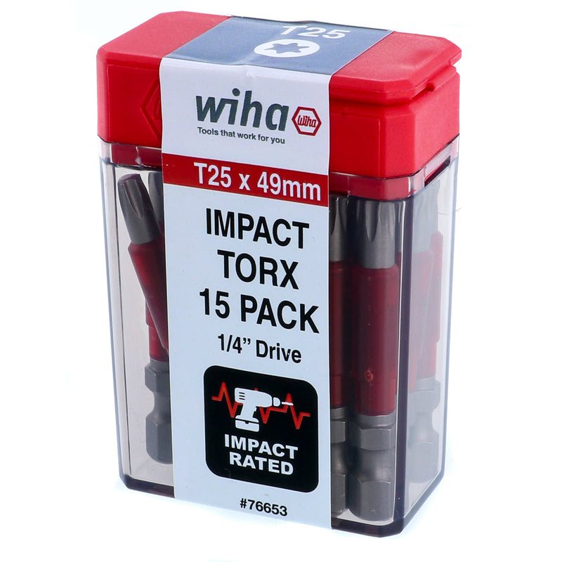 WIHA TOOLS Impact Bit T25X49Mm 15Pk - WIH-76653 | GarageAndFab.com
