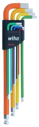 WIHA TOOLS 9 Piece Ball End Color Coded Hex L-Key Set - Metricric - WIH-66980 | GarageAndFab.com