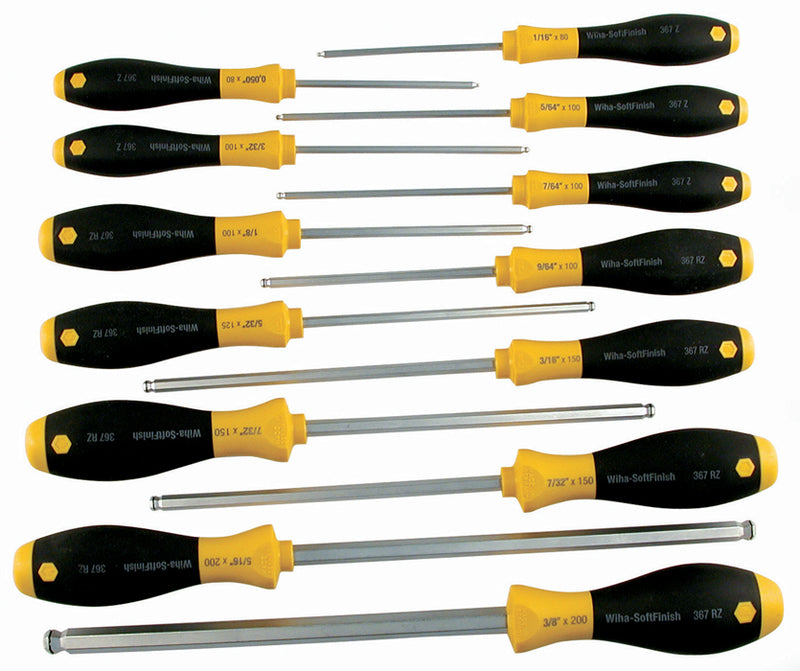WIHA TOOLS 13 Piece Softfinish Magicring Ball End Screwdriver Set - WIH-36791 | GarageAndFab.com