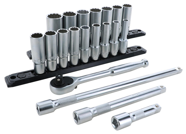 WIHA TOOLS 20 Piece Professional Series Deep Socket Set - 12 Point - 3/8" Drive - Metricric - WIH-33793 | GarageAndFab.com