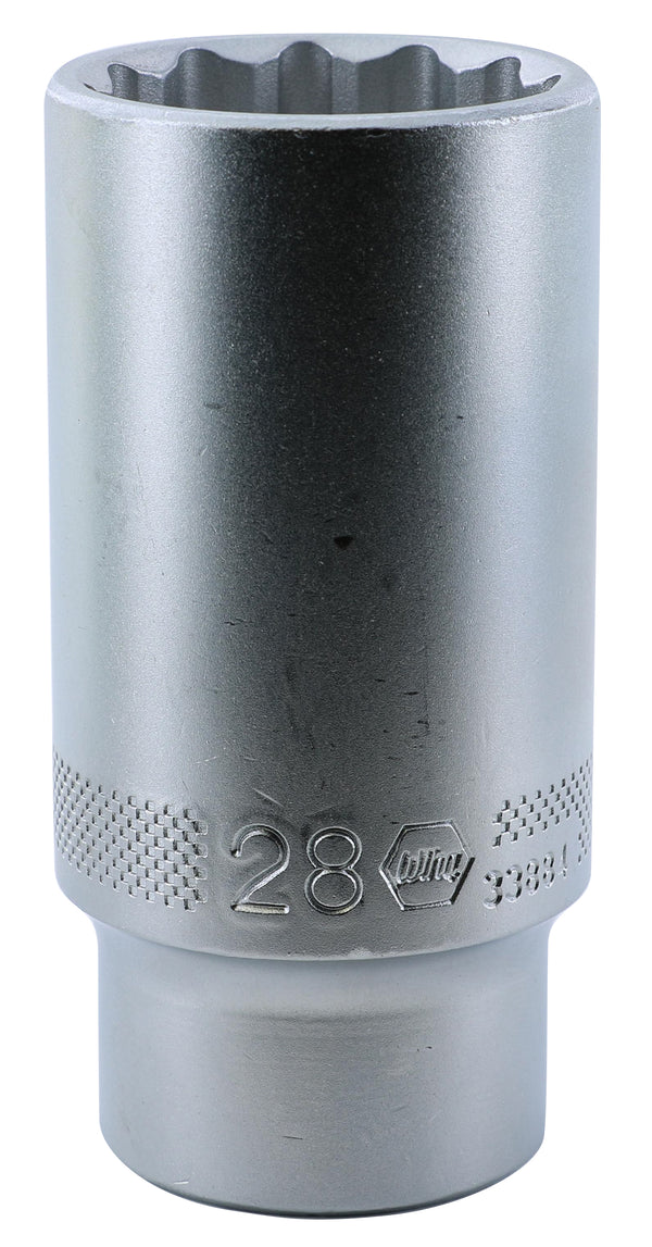 WIHA TOOLS 12 Point - 1/2" Drive Deep Socket 28.0Mm - WIH-33884 | GarageAndFab.com