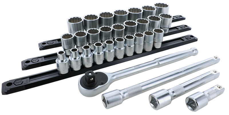 WIHA TOOLS 30 Piece 1/2" Drive Socket Set - Metricric - WIH-33891 | GarageAndFab.com
