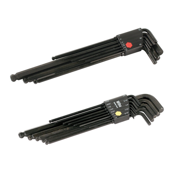 WIHA TOOLS 22 Piece Ball End Long Arm Hex L-Key Set - Metricric - Inch - WIH-36995 | GarageAndFab.com