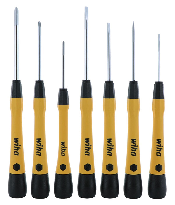WIHA TOOLS 7 Piece Esd Safe Picofinish Precision Slotted And Phillps Screwdriver Set - WIH-27392 | GarageAndFab.com