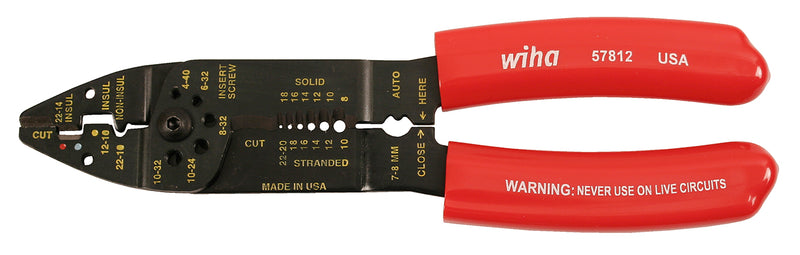 WIHA TOOLS Classic Grip Upfront Cutters/Crimpacter/Strippers 8.5" - WIH-57812 | GarageAndFab.com