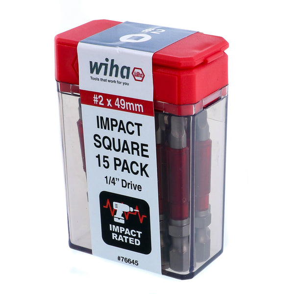 WIHA TOOLS Terminator Impact Power Bit Square #2 - 15 Pack - WIH-76645 | GarageAndFab.com