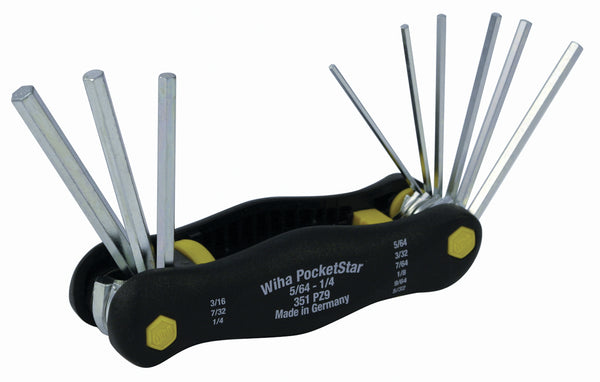 WIHA TOOLS 9 Piece Pocketstar Fold-Out Hex Key Set - Sae - WIH-35197 | GarageAndFab.com