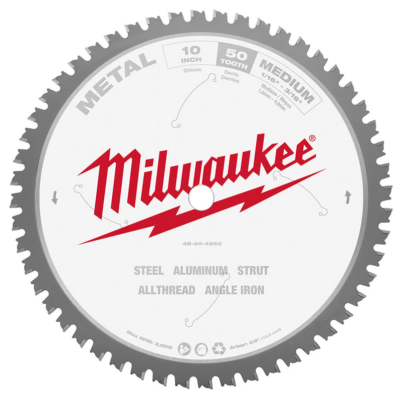 Milwaukee 10" 50T Metal Csb, 1" - MLW-48-40-4260 | GarageAndFab.com
