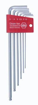 WIHA TOOLS 6 Piece Ball End Hex L-Key Set - Metricric - WIH-66995 | GarageAndFab.com