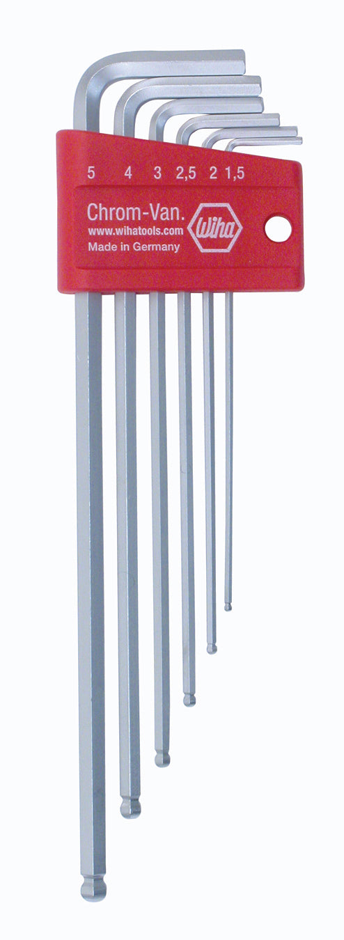 WIHA TOOLS 6 Piece Ball End Hex L-Key Set - Metricric - WIH-66995 | GarageAndFab.com