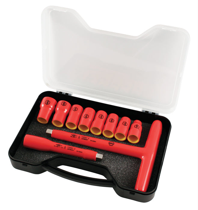 WIHA TOOLS 10 Piece Insulated Thandle Socket Set 3/8" Drive - Metricric - WIH-31595 | GarageAndFab.com