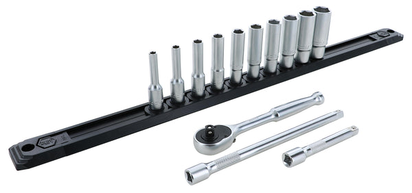 WIHA TOOLS 13 Piece Professional Series Socket And Ratchet Set With 3 And 6 Inch Extension Ension Bars - Sae - WIH-33392 | GarageAndFab.com