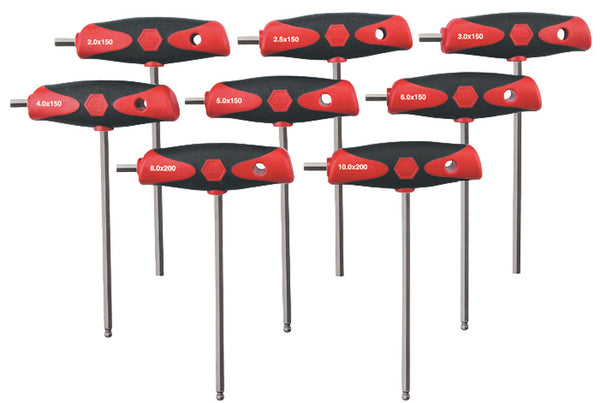 WIHA TOOLS 8 Piece Soft Grip Dual Drive T-Handle Set - Metricric - 54095 - WIH-54095 | GarageAndFab.com