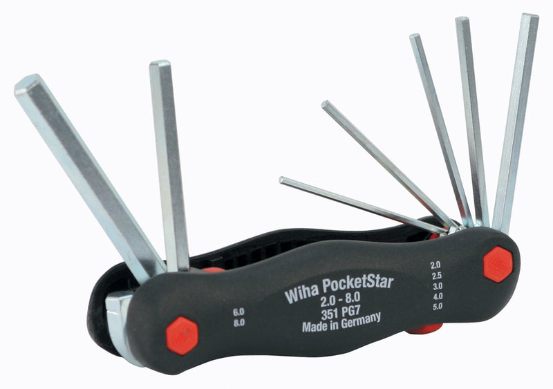 WIHA TOOLS 7 Piece Pocketstar Fold-Out Hex Key Set - Metricric - WIH-35195 | GarageAndFab.com