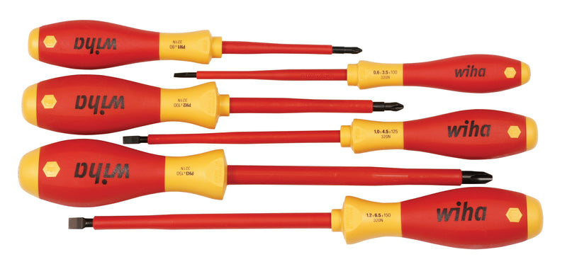 WIHA TOOLS 6 Piece Insulated Softfinish Screwdriver Set - Slotted, Phillips - WIH-32092 | GarageAndFab.com