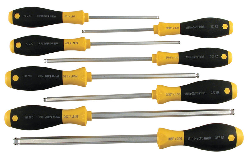 WIHA TOOLS 8 Piece Softfinish Magicring Ball End Screwdriver Set - WIH-36793 | GarageAndFab.com