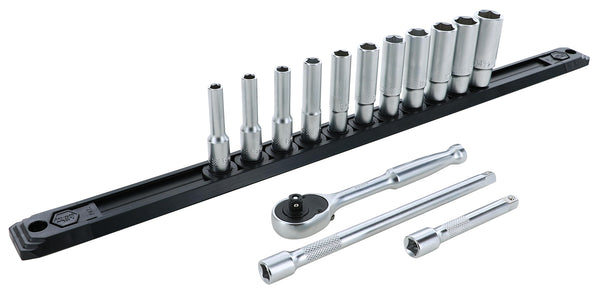 WIHA TOOLS 14 Piece Professional Series Socket And Ratchet Set With 3 And 6 Inch Extension Ension Bars - Metricric - WIH-33393 | GarageAndFab.com