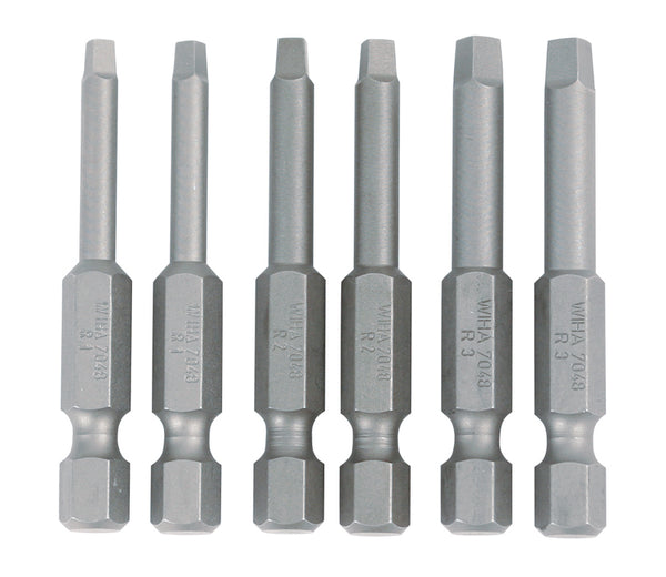 WIHA TOOLS Square Power Bit #1, 2 And 3 X 50Mm - 6 Pack - WIH-74895 | GarageAndFab.com