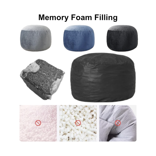 Black - Medium Memory Foam Bean Bag Chair - 36" | MFVCanada.com | Munro Industries