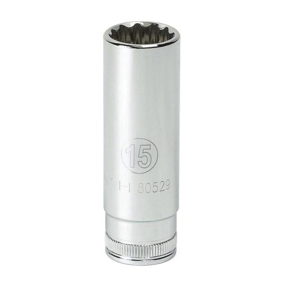 GearWrench Socket Deep 3/8 DR 12PT 15MM - GWR-80529 | GarageAndFab.com