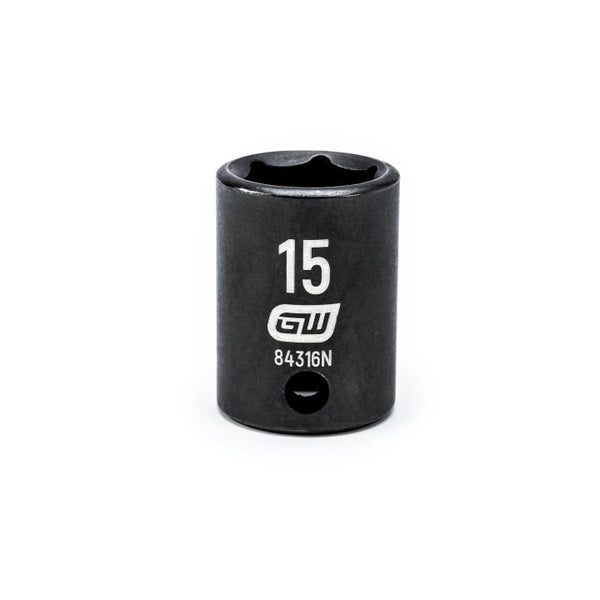 GearWrench 3/8"Drive 15MM Standard Impact Socket - GWR-84316N | GarageAndFab.com