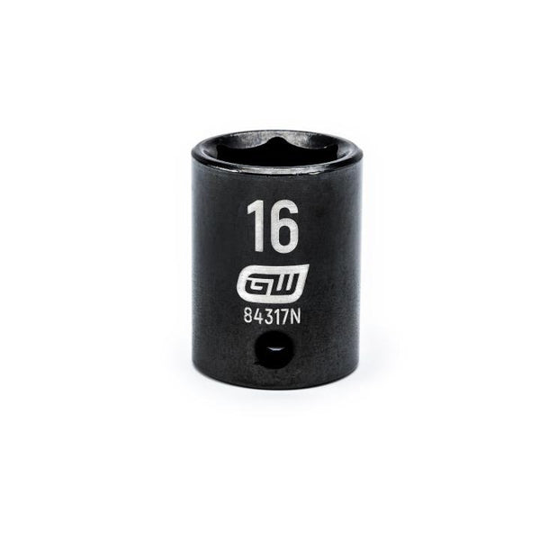 GearWrench 3/8"Drive 16MM Standard Impact Socket - GWR-84317N | GarageAndFab.com