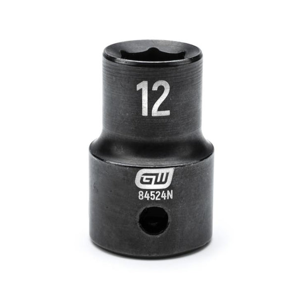 GearWrench 1/2"Drive 12MM Standard Impact Socket - GWR-84524N | GarageAndFab.com