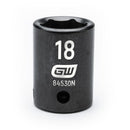 GearWrench 1/2"Drive 18MM Standard Impact Socket - GWR-84530N | GarageAndFab.com