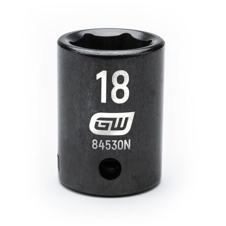 GearWrench 1/2"Drive 18MM Standard Impact Socket - GWR-84530N | GarageAndFab.com