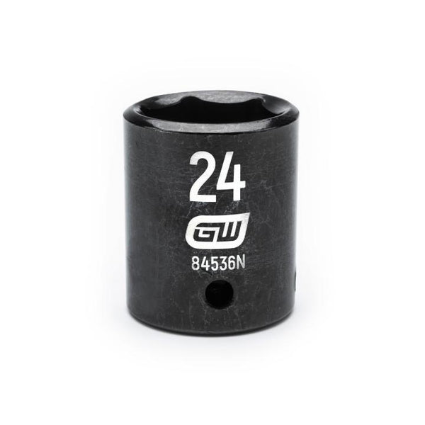 GearWrench 1/2"Drive 24MM Standard Impact Socket - GWR-84536N | GarageAndFab.com