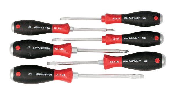 WIHA TOOLS 6 Piece Softfinish X Heavy Duty Slotted And Phillips Screwdriver Set - WIH-53096 | GarageAndFab.com