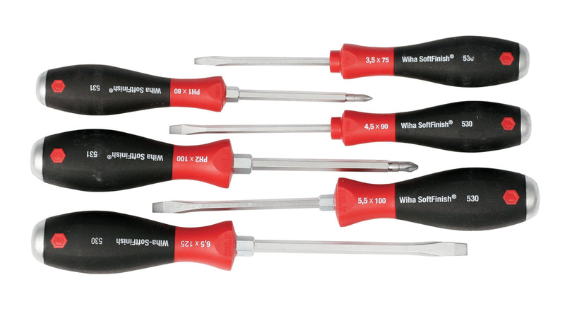 WIHA TOOLS 6 Piece Softfinish X Heavy Duty Slotted And Phillips Screwdriver Set - WIH-53096 | GarageAndFab.com