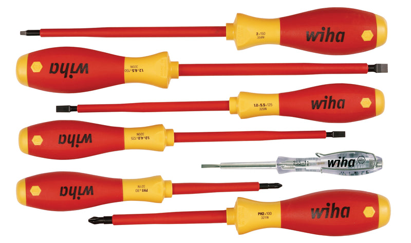 WIHA TOOLS 7 Piece Insulated Softfinish Screwdriver And Voltage Detector Set - WIH-32087 | GarageAndFab.com