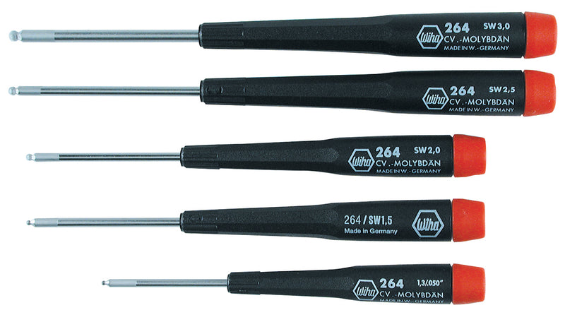 WIHA TOOLS 5 Piece Precision Ball End Hex Screwdriver Set - Metricric - WIH-26491 | GarageAndFab.com