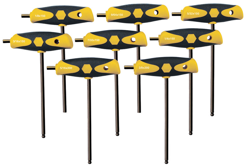 WIHA TOOLS 8 Piece Soft Grip Hex T-Handle Set - Inch - 33498 - WIH-33498 | GarageAndFab.com