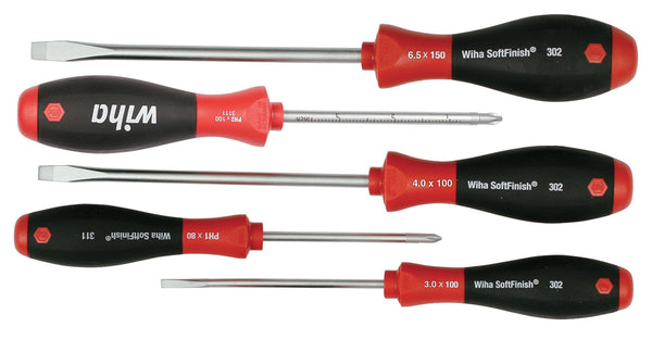WIHA TOOLS 5 Piece Softfinish Slotted And Phillips Screwdriver Set - 30295 - WIH-30295 | GarageAndFab.com