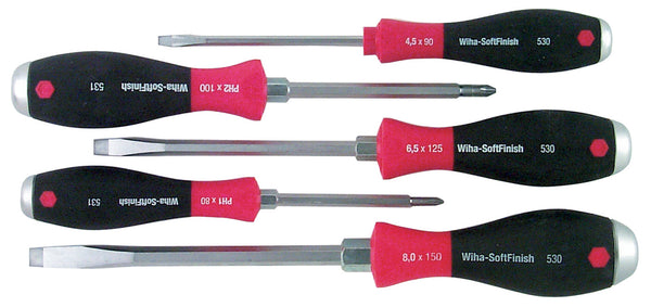 WIHA TOOLS 5 Piece Softfinish X Heavy Duty Slotted And Phillips Screwdriver Set - 53090 - WIH-53090 | GarageAndFab.com