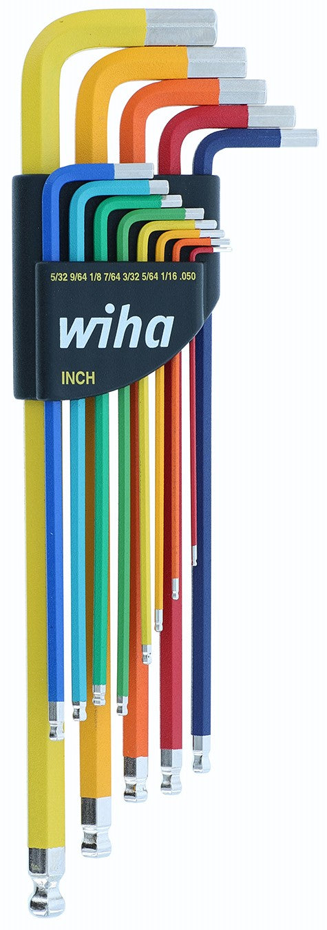 WIHA TOOLS 13 Piece Ball End Color Coded Hex L-Key Set - Inch - WIH-66981 | GarageAndFab.com