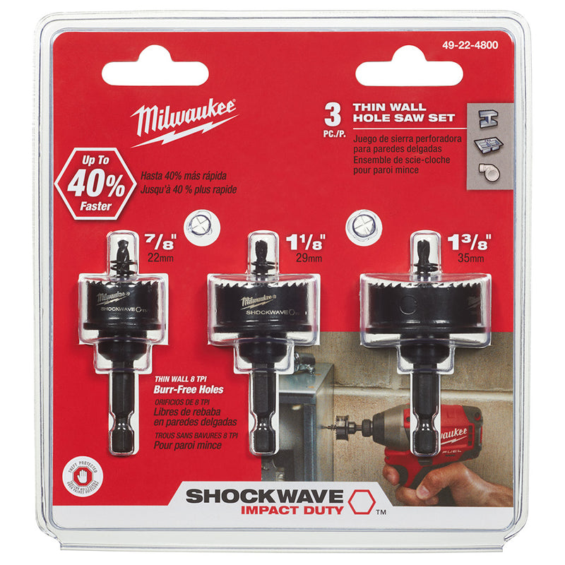 Milwaukee 3Pc Kit Shockwave Hole Saw - MLW-49-22-4800 | GarageAndFab.com