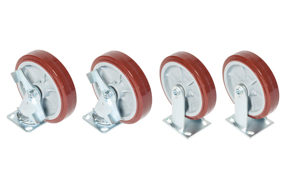 Greenlee Caster Kit, 8" W/Sd Lock(2R2S) - GRE-CRSL8 | GarageAndFab.com