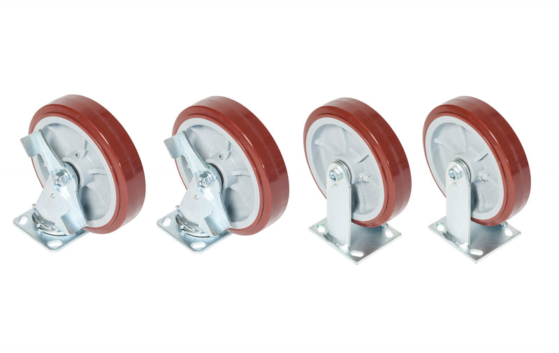 Greenlee Caster Kit, 8" W/Sd Lock(2R2S) - GRE-CRSL8 | GarageAndFab.com