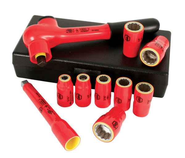 WIHA TOOLS 10 Piece Insulated Socket And Ratchet Set 3/8" Drive - Sae - WIH-31493 | GarageAndFab.com