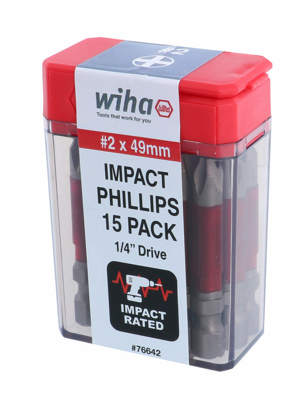 WIHA TOOLS Terminator Impact Power Bit Phillips #2 - 15 Pack - WIH-76642 | GarageAndFab.com