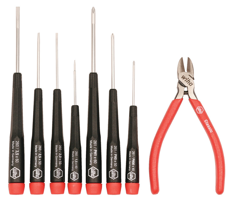 WIHA TOOLS 8 Piece Precision Slotted And Phillips Screwdrivers And Diagnal Cutters Set - WIH-26191 | GarageAndFab.com