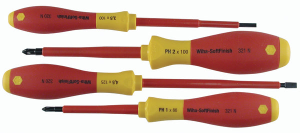 WIHA TOOLS 4 Piece Insulated Softfinish Screwdriver Set - WIH-32090 | GarageAndFab.com