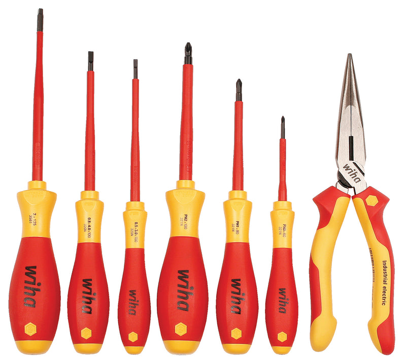 WIHA TOOLS 7 Piece Insulated Softfinish Screwdriver And Long Nose Pliers Set - WIH-32086 | GarageAndFab.com