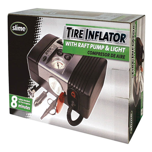 SLIME TIRE INFLATOR WITH RAFT PUMP & LIGHT (42006)